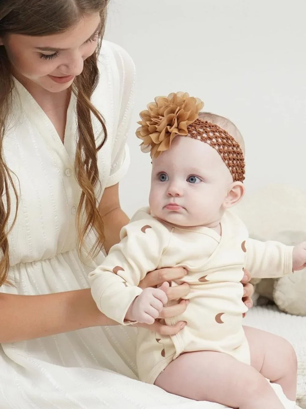 18pcs Baby Girls Soft Stretchy Headbands with Chiffon Flowers - Cute Hair
